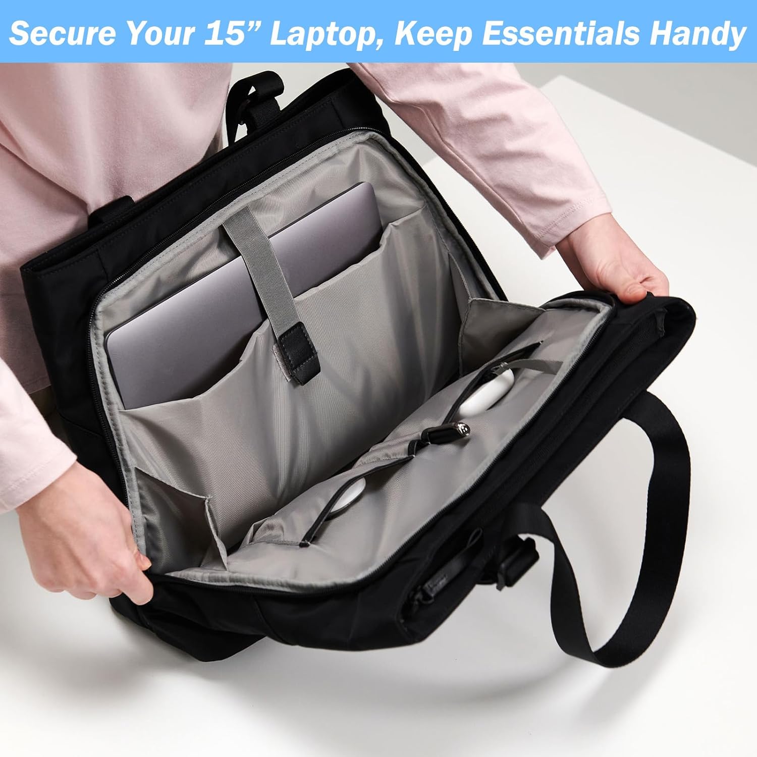 PUREVAVE Large Laptop Tote Bag for Women, Adjustable Shoulder Straps - Image 4