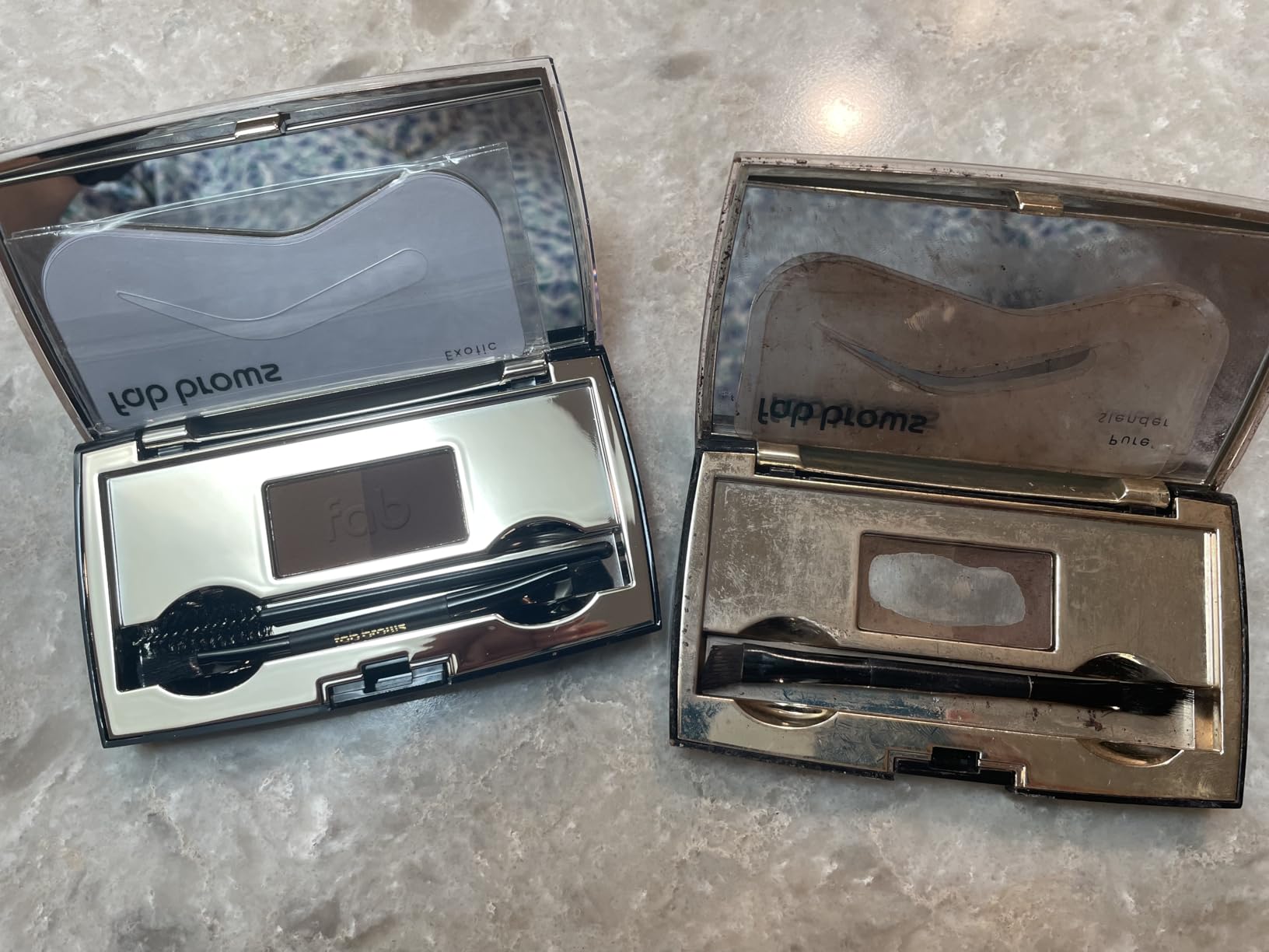 Fab Brows Duo Eyebrow Kit, Ultimate Brow Stencil Kit with Compact Powder Mirror and Eyebrow Shaper, Waterproof Eyebrow Makeup Kit Contour Palette, Eyebrow Cosmetics, (Light/Medium Brown)