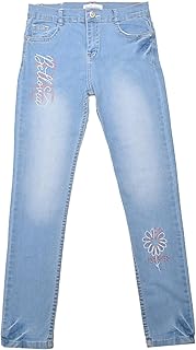 بناتي بنطلون جينز ورده كتابه 13 سنة ازرق فاتح، للفتيات