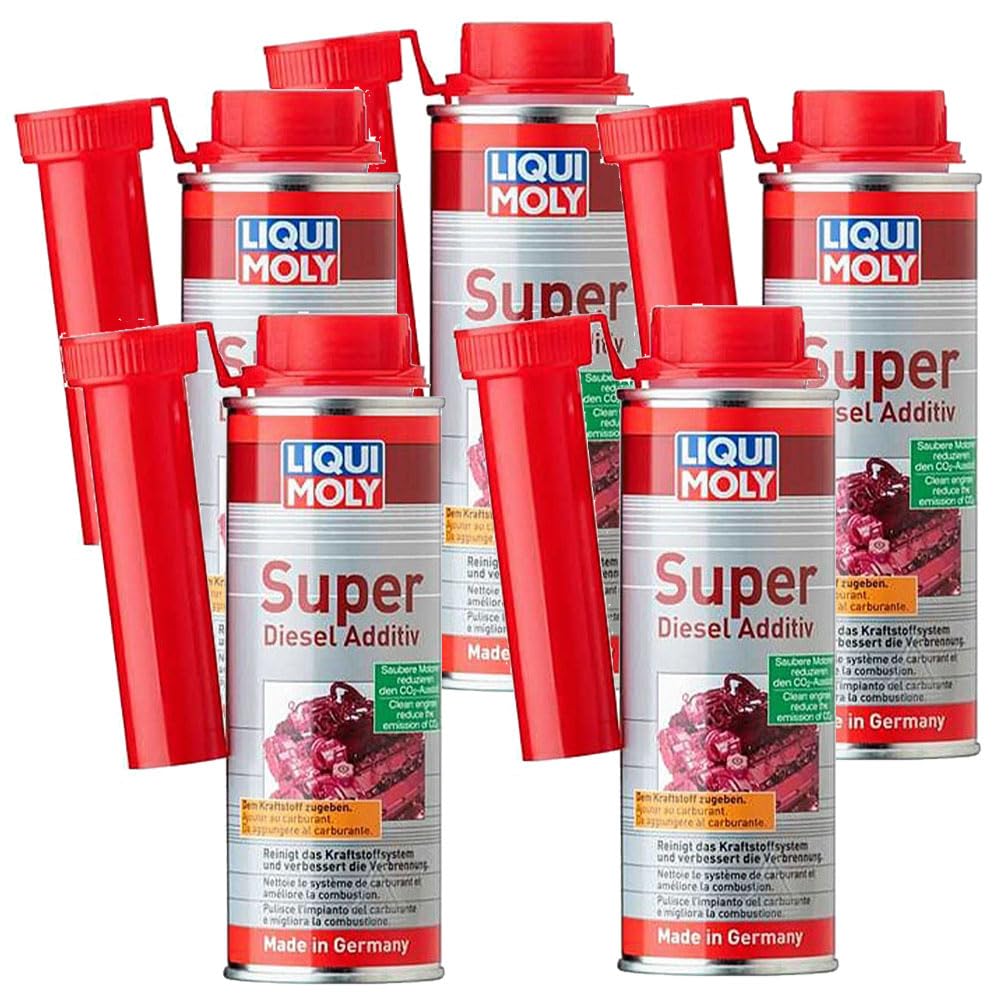 LIQUIMOLY 1806 Kit 5 Pezzi Super Diesel ADDITIVE per Pulizia INIETTORI Diesel, Protezione della' IMPIANTO Carburante ED Aumento Numero CETANO. 250 ML.