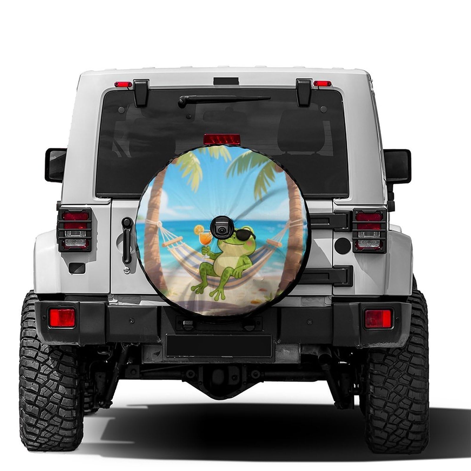 Dujiea Military Tactical Star Spare Tire Cover with Backup Camera Hole, Universal Wheel Tire Cover Tire Protectors for Jeep Trailer RV Van SUV Truck Camper and Many Vehicle 17inch — view 78