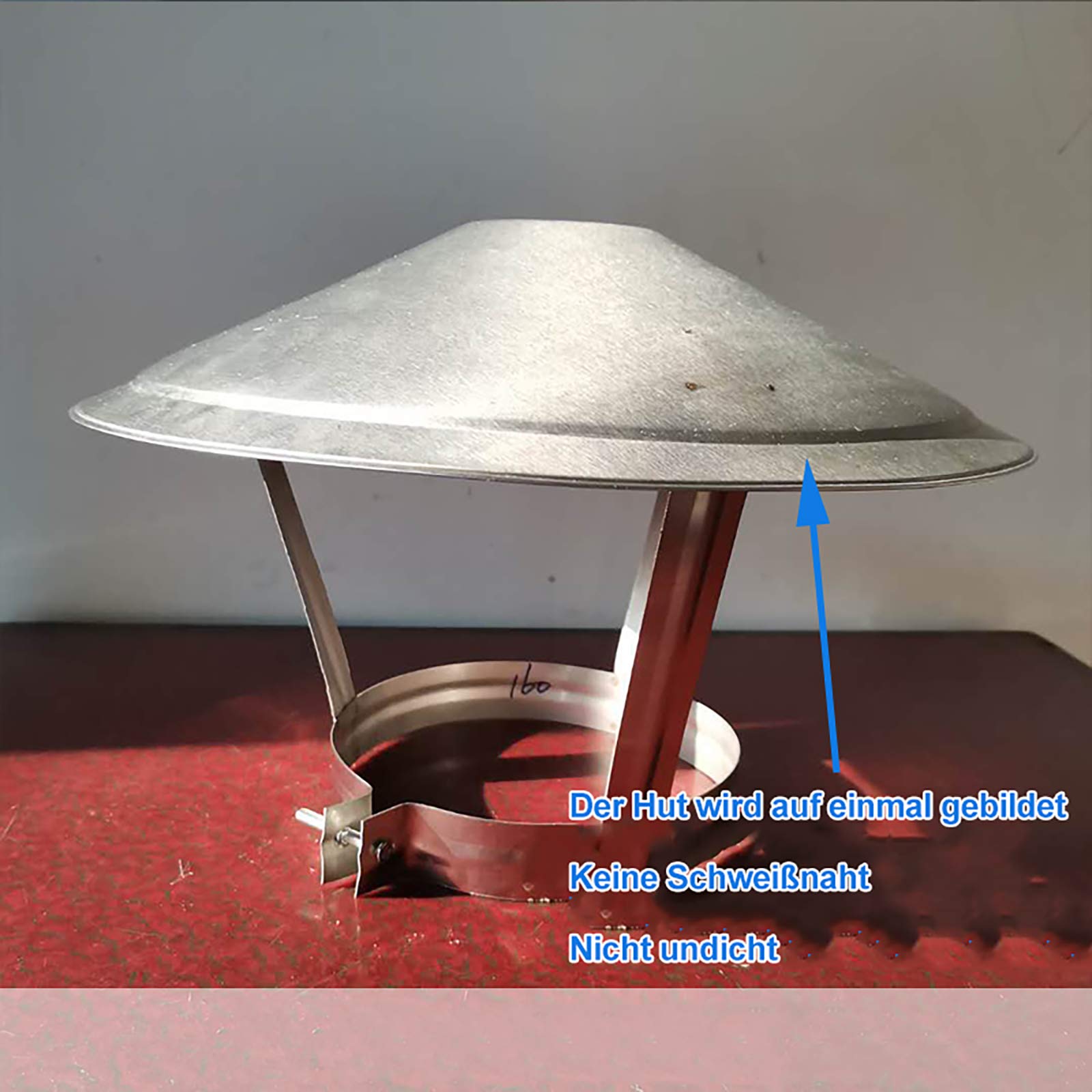 QWEASDF 100-300 mm Chapeau Cheminee, Chapeau Evacuation Fumee de Toiture Maison,Acier Inoxydable Chapeau Conduit de FuméE,300mm