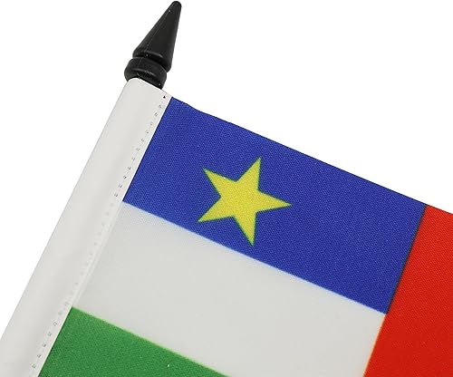 Miniatura 236 de Bandera de mesa Sierra Leona de 5 x 8 pulgadas, bandera de escritorio de Sierra Leona, 8.3 x 5.5 in, barra y base de plástico negro AZ FLAG