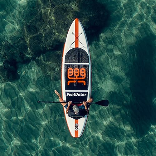 Miniatura 7 de FunWater Stand Up, tabla de Paddle inflable de 11 x 33 x 6 pulgadas, ultra liviana (20.4 libras) con accesorios ISUP, 3 aletas, remo ajustable,