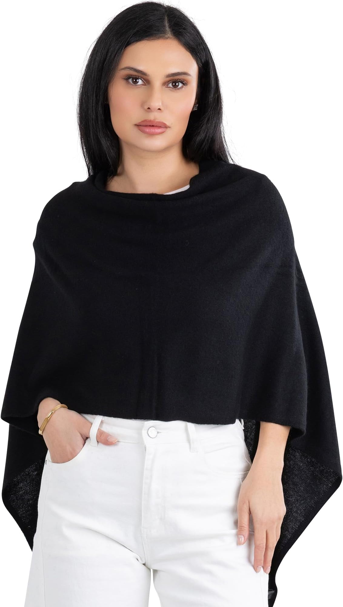Cashmere Knitted Poncho 100% Mongolian Cashmere Dress Topper for Women Wrap [Gift Box]