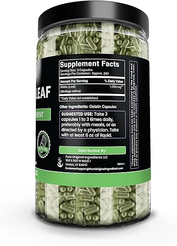 Miniatura 3 de Pure Original Ingredients Hoja de alfalfa (730 cápsulas) sin magnesio o rellenos de arroz, siempre pura, verificada por laboratorio