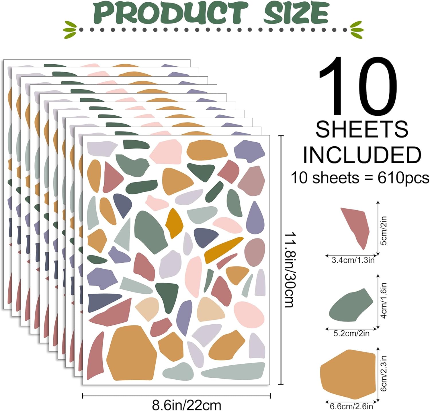 10 Sheets Colorful Terrazzo Pattern Wall Decal Irregular Stones Polka Dot Geometric Wall Stickers Boho Abstract Vinyl Removable Peel and Stick Wallpaper for Kids Baby Nursery Home Decorations