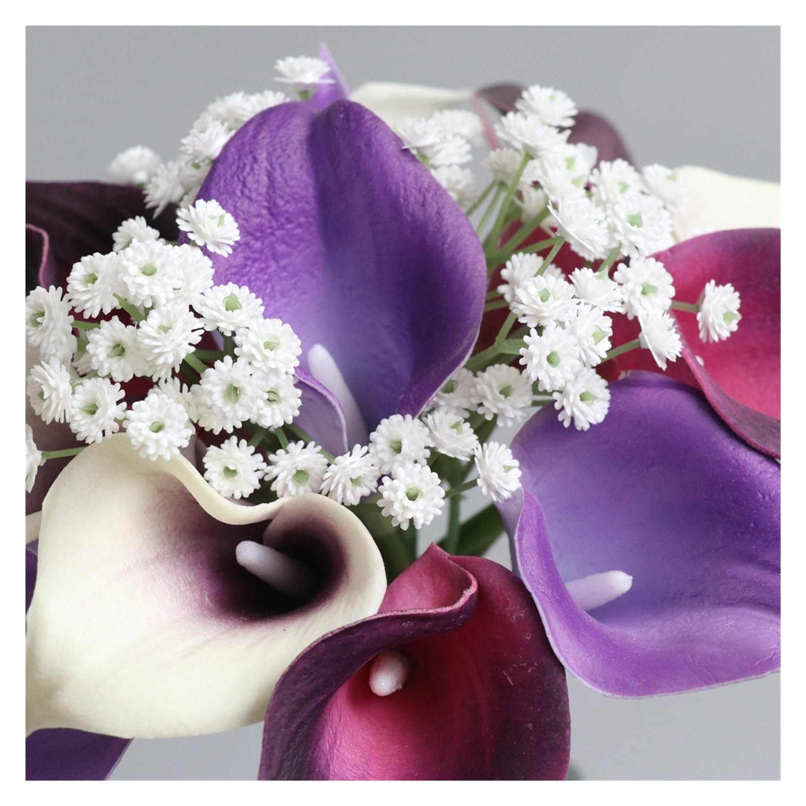 Decorazione Nozze Artificiale Bouquet Sposa Calla Viola Artificiale - Per  Matrimoni E Cerimonie Con Gocce D'Acqua Bouquet Sposa Artificiale, image size:1600x1600