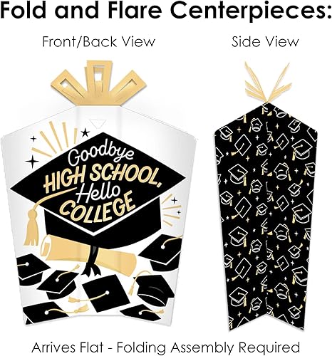 Miniatura 4 de Big Dot of Happiness Goodbye High School, Hello College - Decoración de fiesta de graduación y confeti - Excelente kit de centro de mesa - Juego de