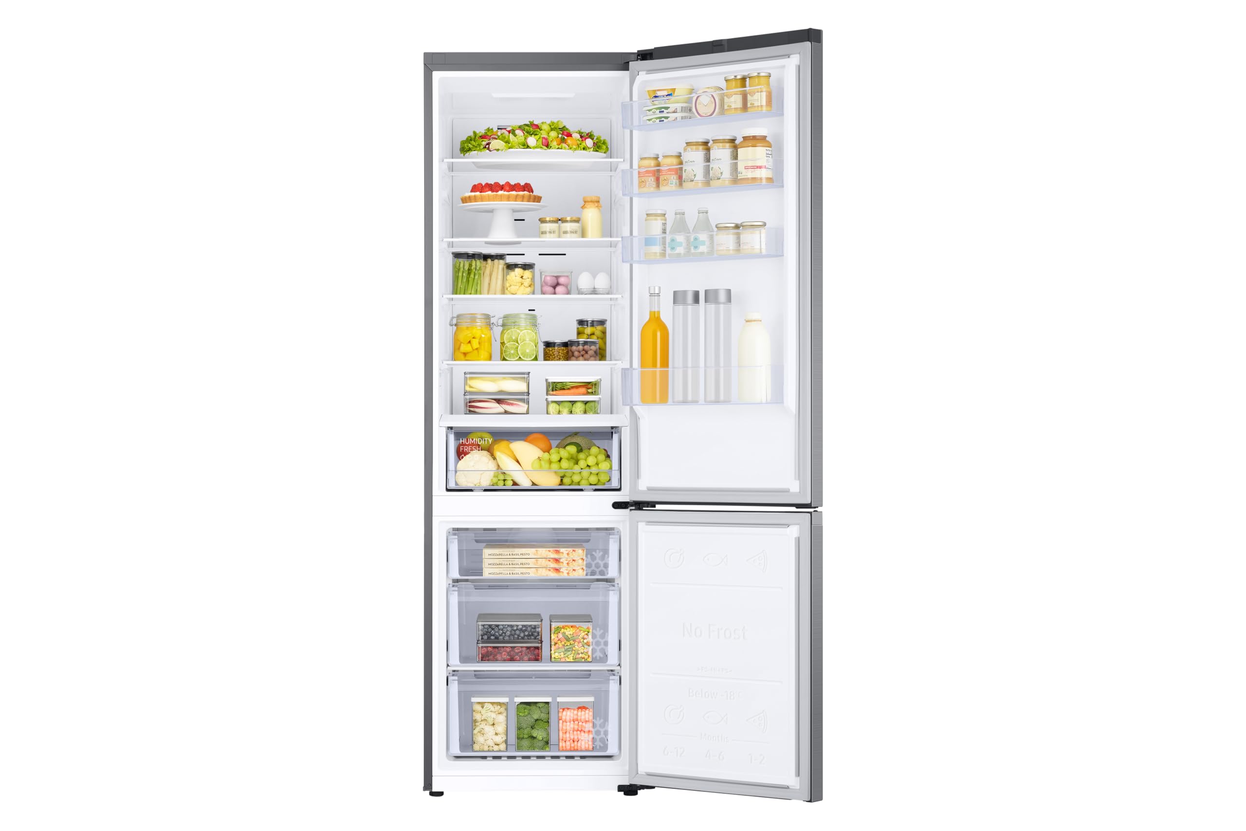 Samsung Frigorífico Combi No Frost 203cm 390L SpaceMax RB38C600CS9/EF | Enfriamiento uniforme, Ahorra hasta un 15% de energía gracias a la IA, Power Cool, Power Freeze, Compresor Digital Inverter