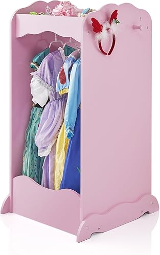 Miniatura 9 de Guidecraft Centro de disfraces  Natural armario de madera con espejo para niños, estación de almacenamiento de juegos de simulación con estante y