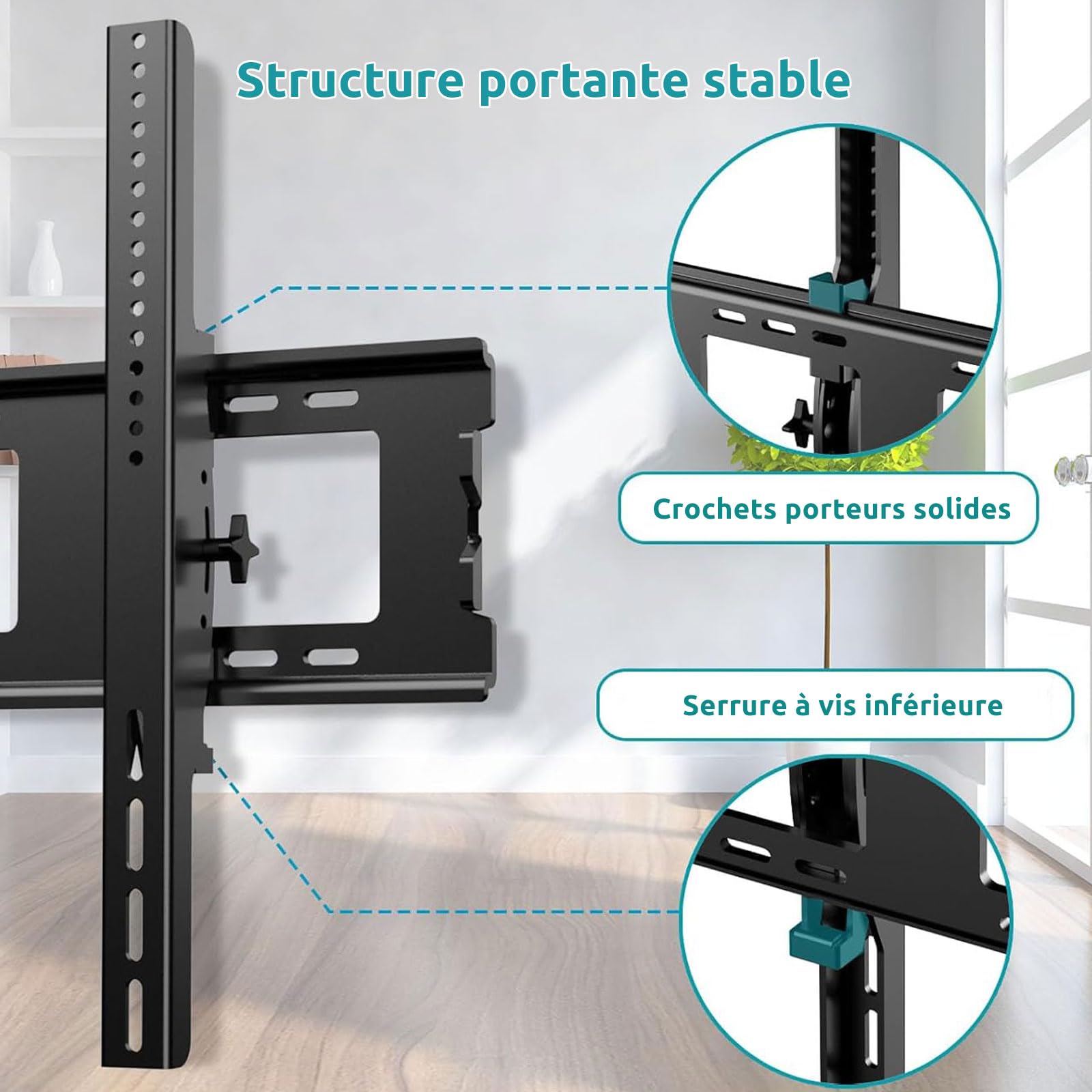 Support Mural TV Universel Grande Taille Lourde pour écrans 50-120",Jusqu'à 120kg,Fixation Murale TV Inclinable Max VESA 900x600 mm,Accroche TV Mural 70 75 80 85 86 90 98 100 110 Pouces