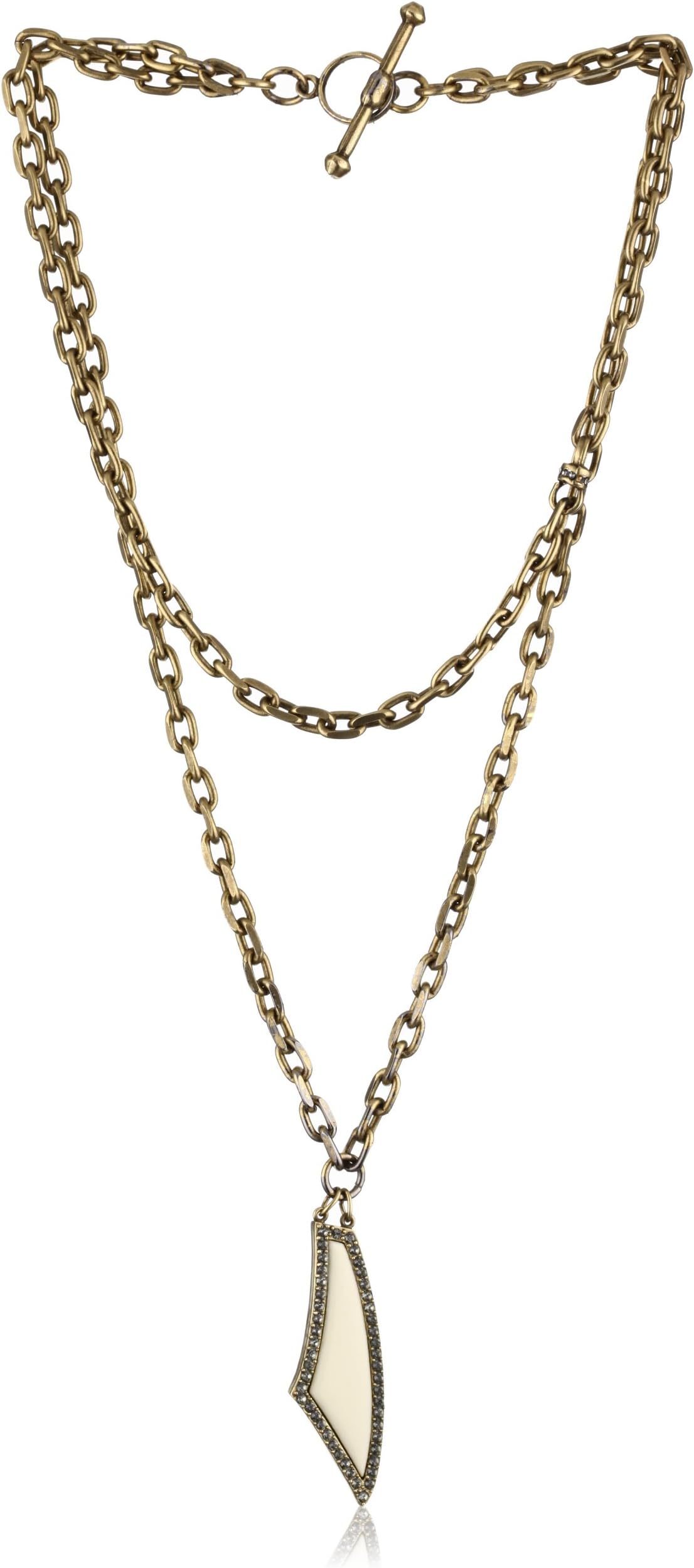 Paige Novick "Gotham" Layered Chain and Ivory Enamel Pendant Necklace