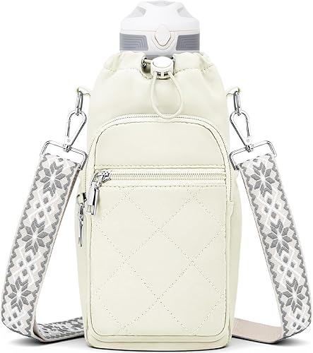 Miniatura 9 de Bolsa para botella de agua con correa, bolsa para botella de agua con bolsillo para teléfono de 40 onzas para caminar y senderismo