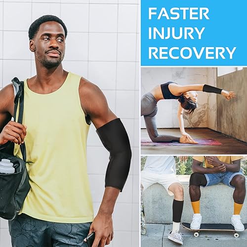 Miniatura 6 de AllSett Health Bolsa de hielo para codo, manga de compresión fría y caliente, manga de bolsa de hielo para rodilla (cobertura de 360), alivio de