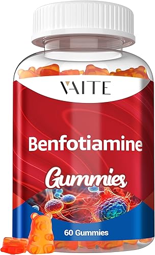 Gomitas de benfotiamina de 320 mg con suplemento de L-leucina de 45 mg complejo esencial de vitamina B1 para hombres y mujeres, sin OMG, veganas y