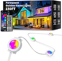 Vista 10 de Luces permanentes para exteriores de 100 pies, impermeables, luces RGB inteligentes con aplicación/control remoto, modos de escena de bricolaje