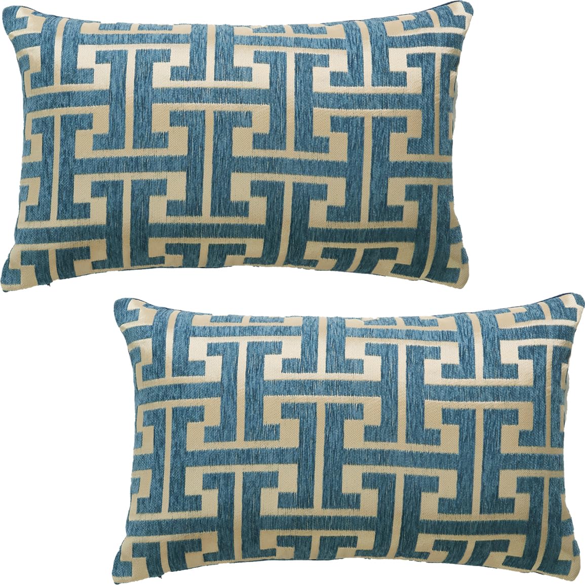 Fszhenzuan Geometry-Dark Blue Pack Of 2 Chenille Cushion Covers 30X50cm Geometric Jacquard Dark Blue Decorative Throw Pillow Covers Soft Boho Pillowcases With Invisible Zipper For Bedroom Sofa Home Decor