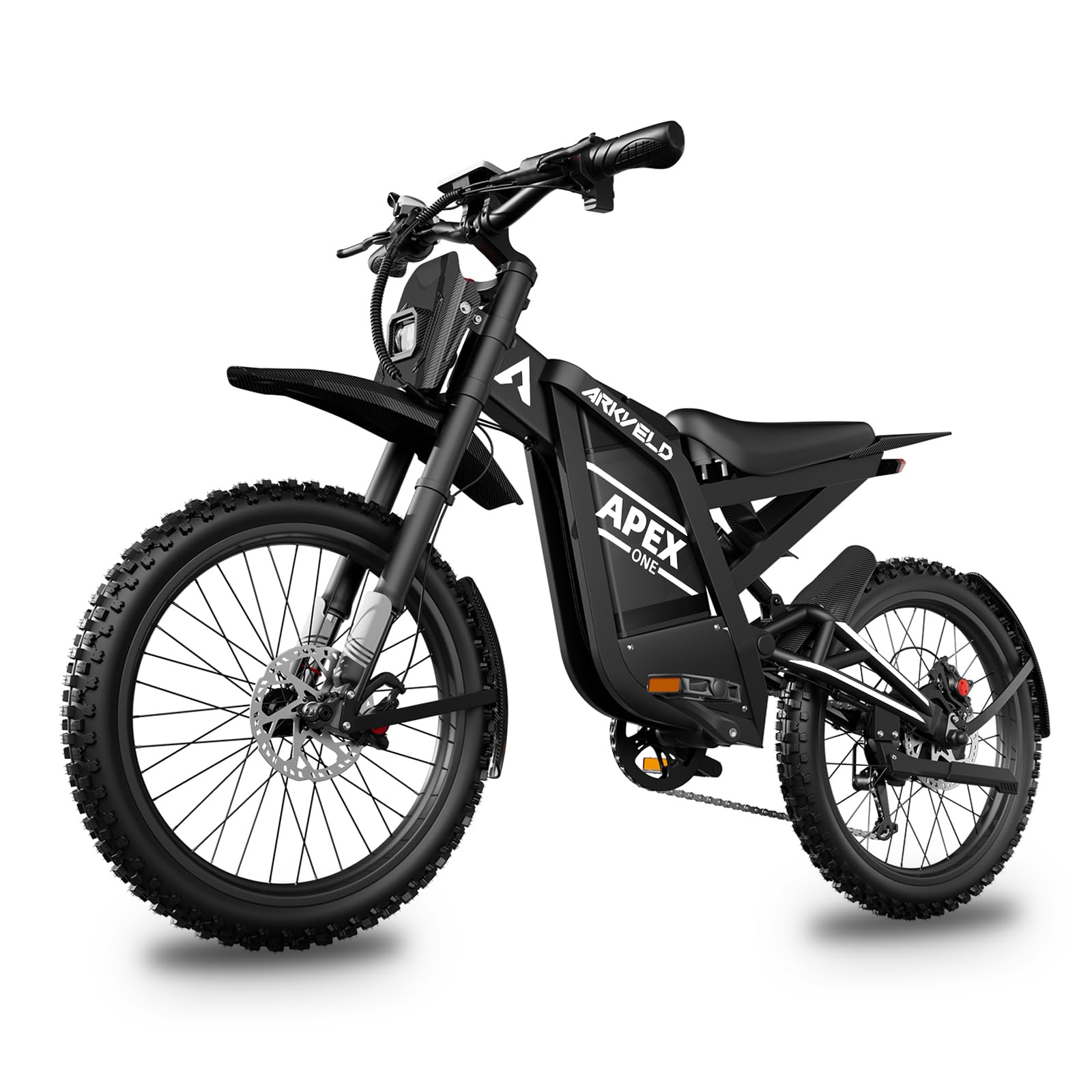 Electric-Dirt-Bike for Adults-Mountain-Motorcycle with 1536Wh Battery 32AH, Max 40 MPH and 80Miles Range E-Bike, Peak 3000W Brushless Motor, 25Inch Fat Tire and Front Fork Suspension, White