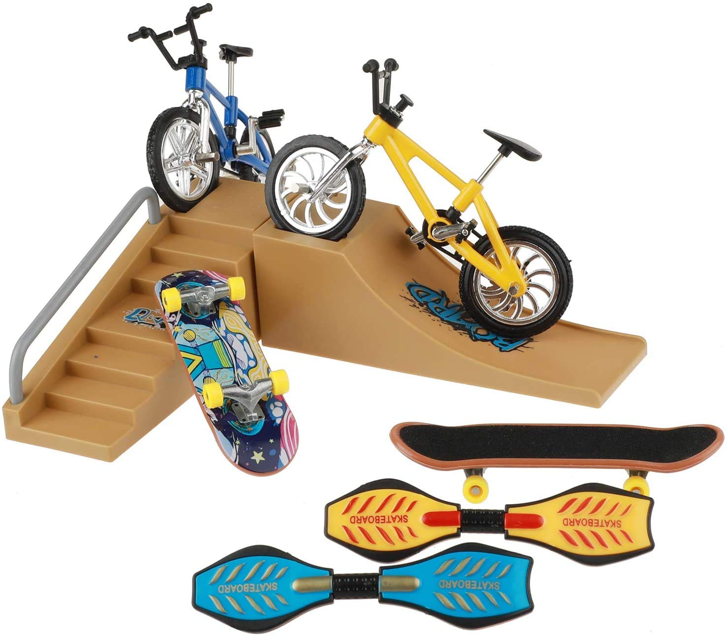 DeHasion Mini Skaget Borad Fingerboard Ramps Set Finger Toys with Ramps