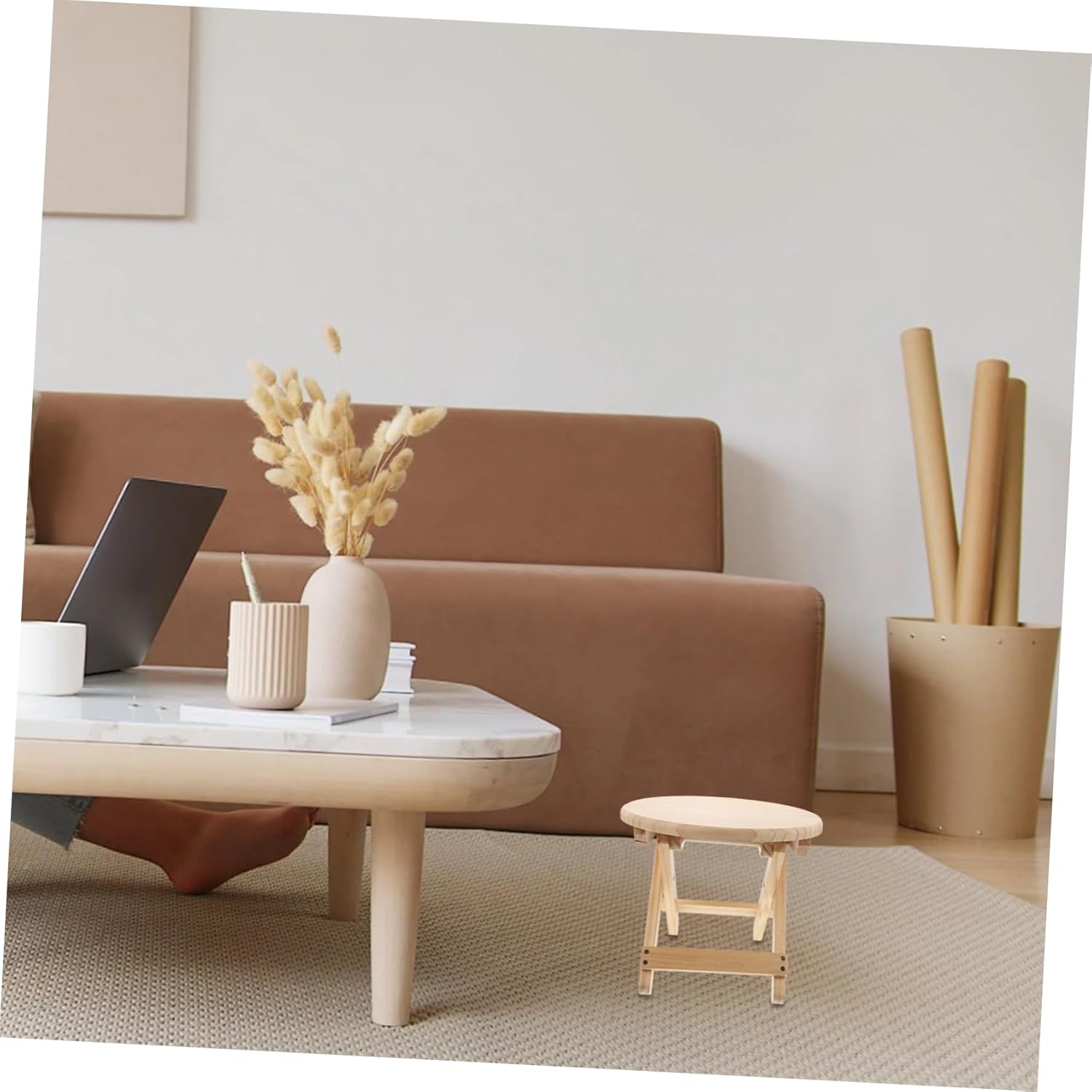 Mikinona Folding Step Stool for Boys and Girls Wooden Stool Home Footstool Low Office Chair