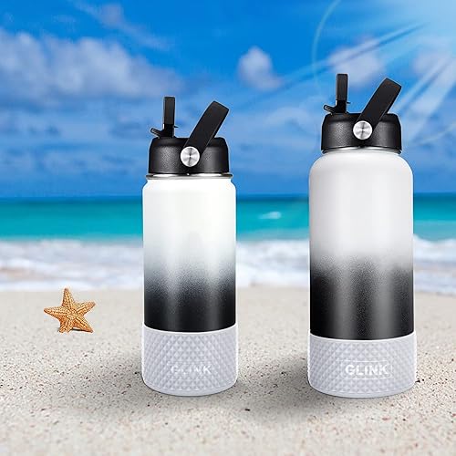 Miniatura 7 de GLINK Bota de botella compatible con Hydro Flask, Stanley y otros, botella de agua de silicona, bota flexible antideslizante con textura de