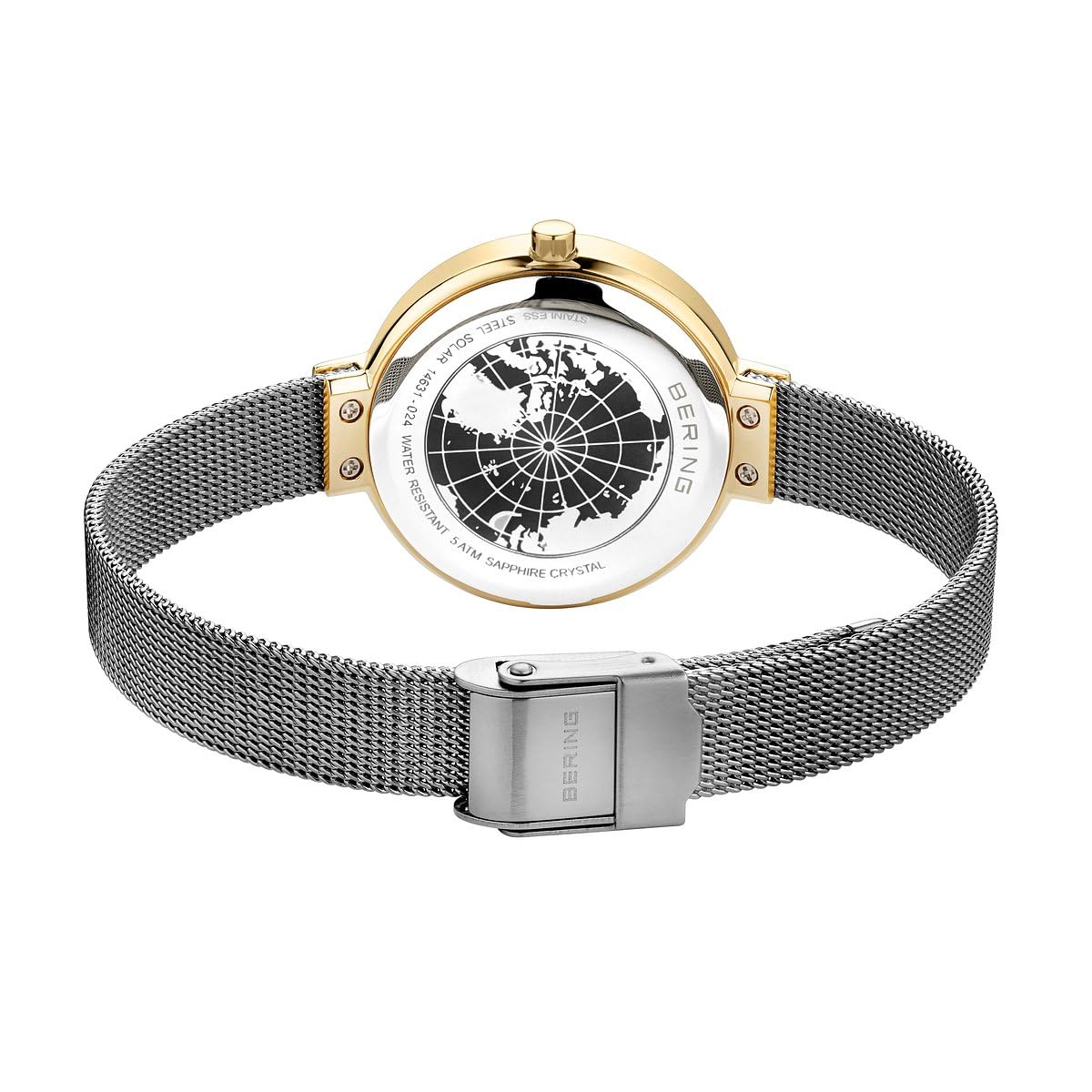 Bering Damen Solar Uhr | Armbanduhr 31 mm Edelstahlgehäuse und Zifferblatt | Milanaisearmband | Saphierglas | 5 ATM | 14631