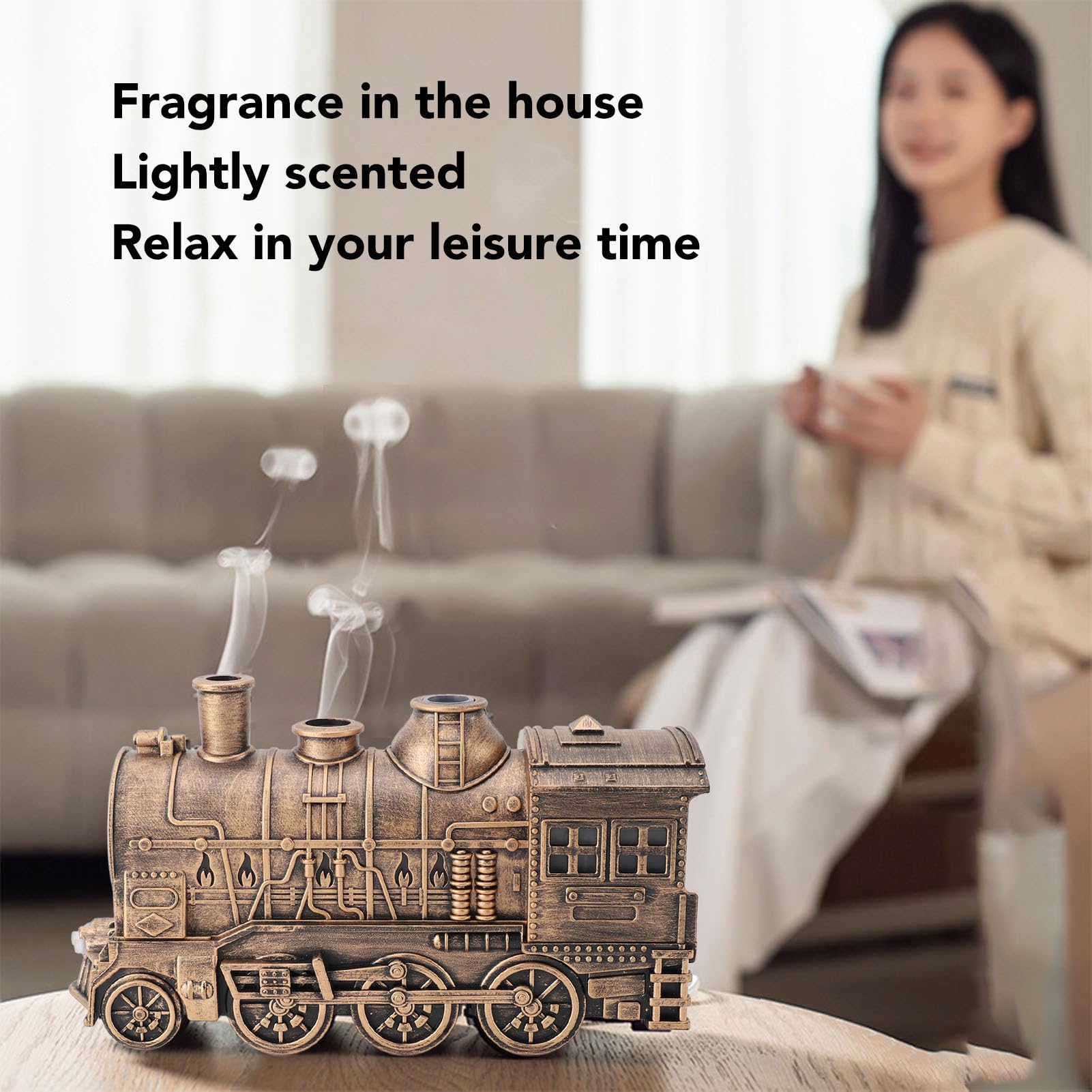 RIZGHWOY Humidificador de Trenes, Salida de Niebla Dual Difusor de Niebla Fresca con Capacidad de 300 Ml para el Escritorio de la Oficina de Dormitorio Temporizador de 2/8h