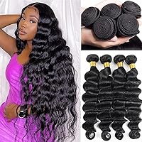 Vista 25 de Aelinsi 3 paquetes de cabello humano virgen brasileño suelto con cierre, grado 12A, sin procesar, con cierre de encaje 4 x 4, parte libre