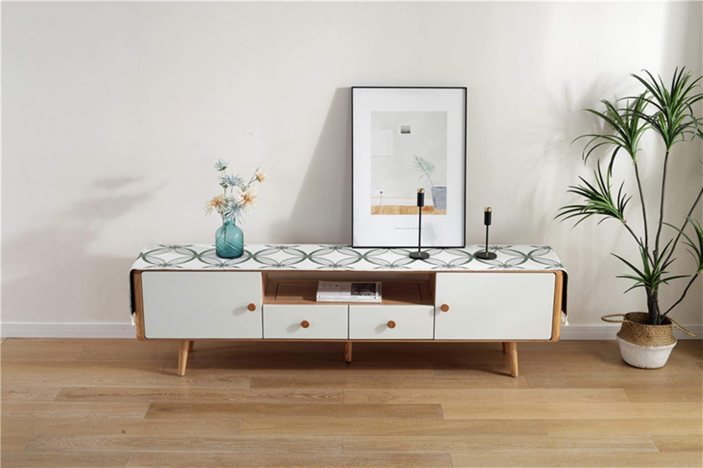 Runner da Tavolo Moderno, Runner Verde Poliestere Fiori Runner Tavola Decorazioni Casa 35x250cm