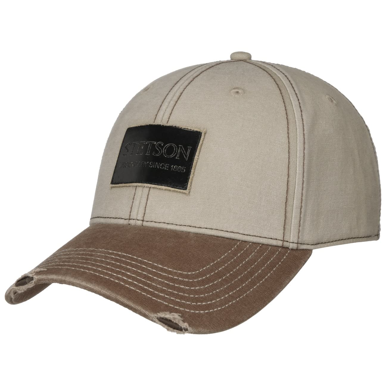 StetsonLeather Patch Distressed Peak Cap Men -