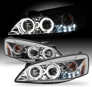 For Pontiac G6 Chrome Clear Dual Halo Ring Projector Replacement Headlights Front Lamps Left/Right Pair