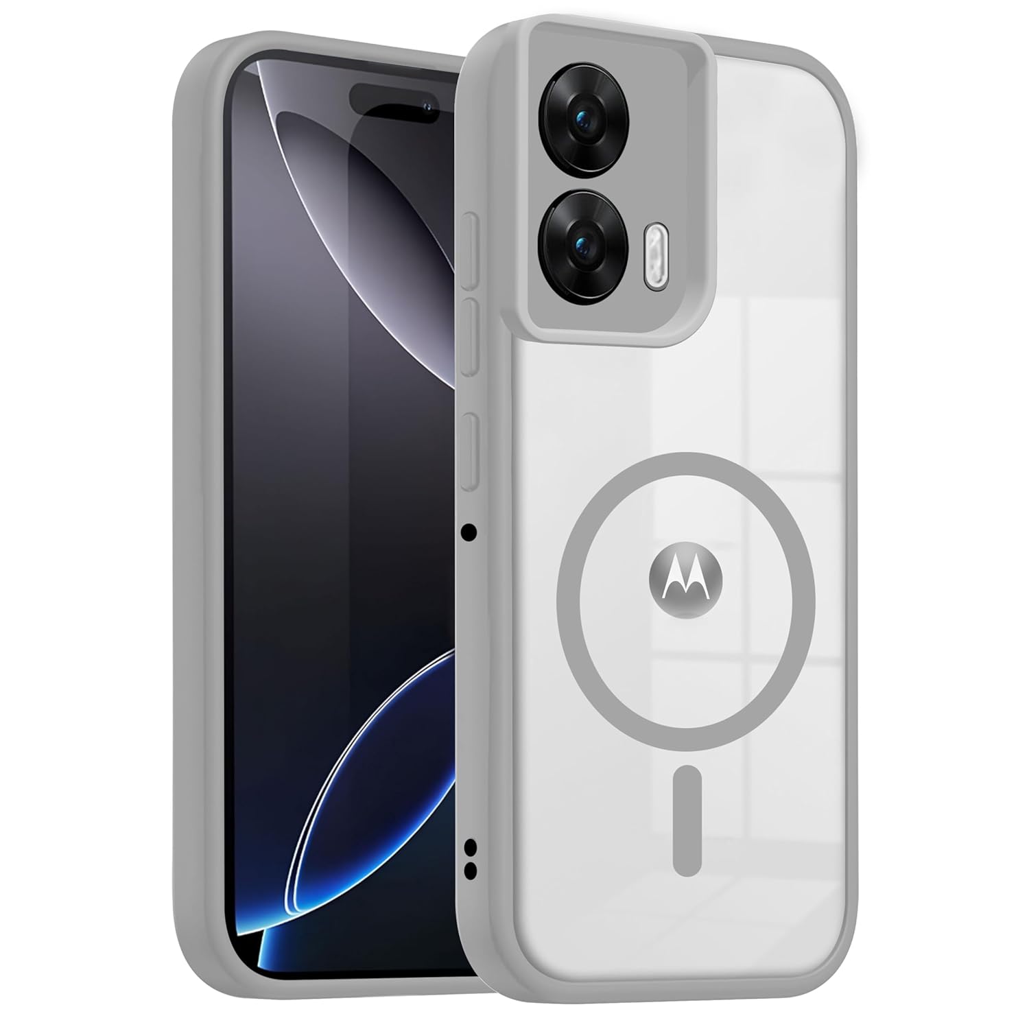 V-TAN Back Cover for Motorola G96 Compatible with Magnetic Case, Transparent Clear, TPU, Camera Protective Shockproof Cover (Grey)