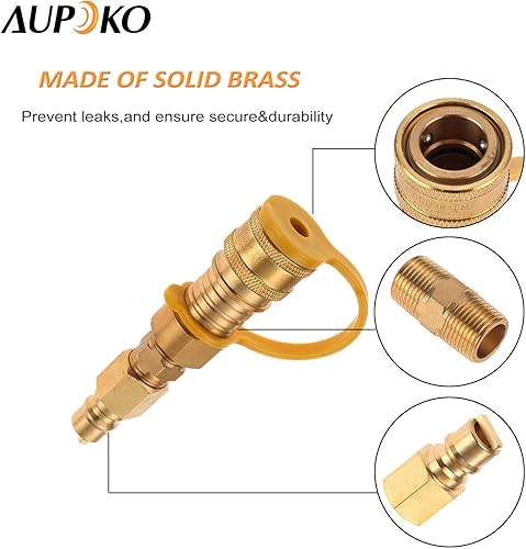 Miniatura 3 de Aupoko Accesorios de conexión rápida de gas natural de 38 pulgadas, accesorio de adaptador de conector rápido para parrilla de gas propano de latón,