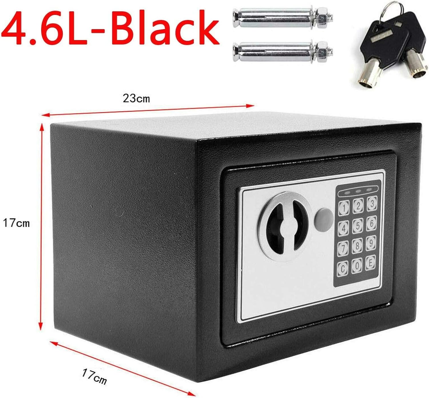 Cabinet Safes Cash Solid Steel Electronic Password Security Safe with Lock Key Hotel Safety Box for Home Office/23X17X17Cm(4.6L) Black