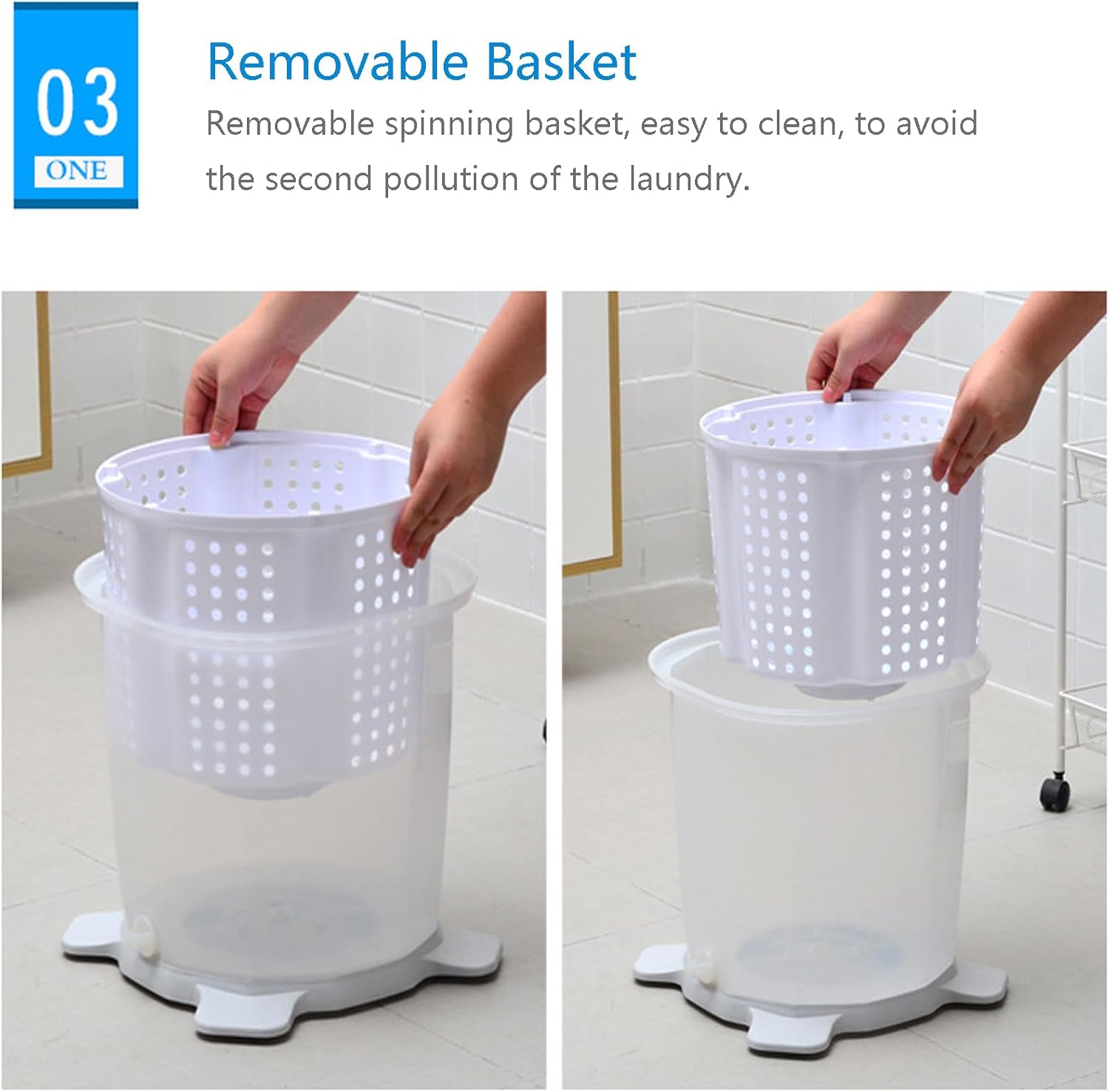Manual Washing Machine Non Electric Clothes Washer Portable Washing Machine Dehydrator Hand Crank Laundry Wringer Compact Spin Dryer for Clothes, Suitable for Dormitory, Apartment, Camping, RV