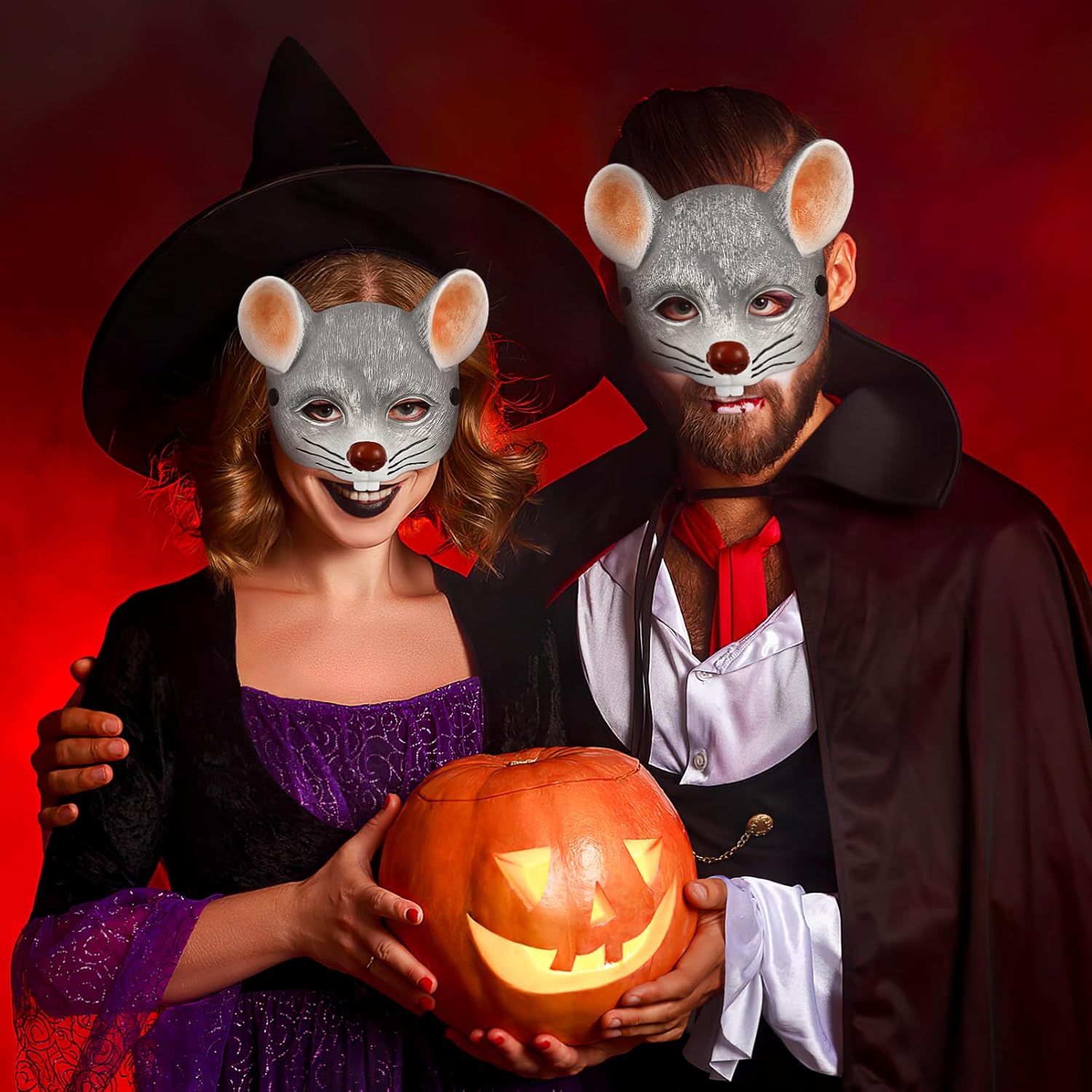 NUOBESTY 3d Mouse Mask for Kids Adults Light Grey Pu Foam Rat Face Cover for Halloween Cosplay Party, 8.66 X 6.69 X 0.78 Inch - Image 9