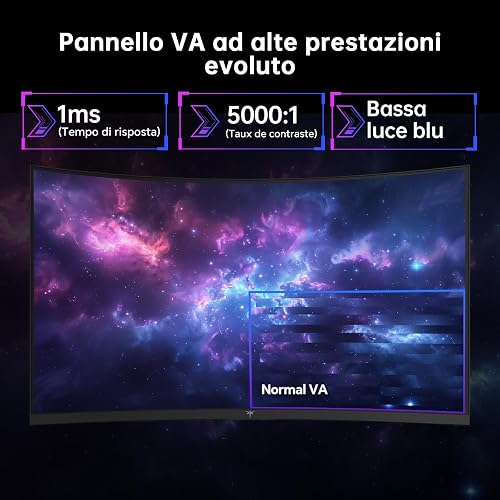 KTC Curved Gaming Monitor 32 Inch | QHD@185Hz (OC) | 1ms Response Time | HVA Panel, 1500R Curvature | 96% DCI-P3, 99% sRGB, 1.07 Billion Colors | HDR10 | VESA 100×100mm | Low Blue Light | H32S5 - 4