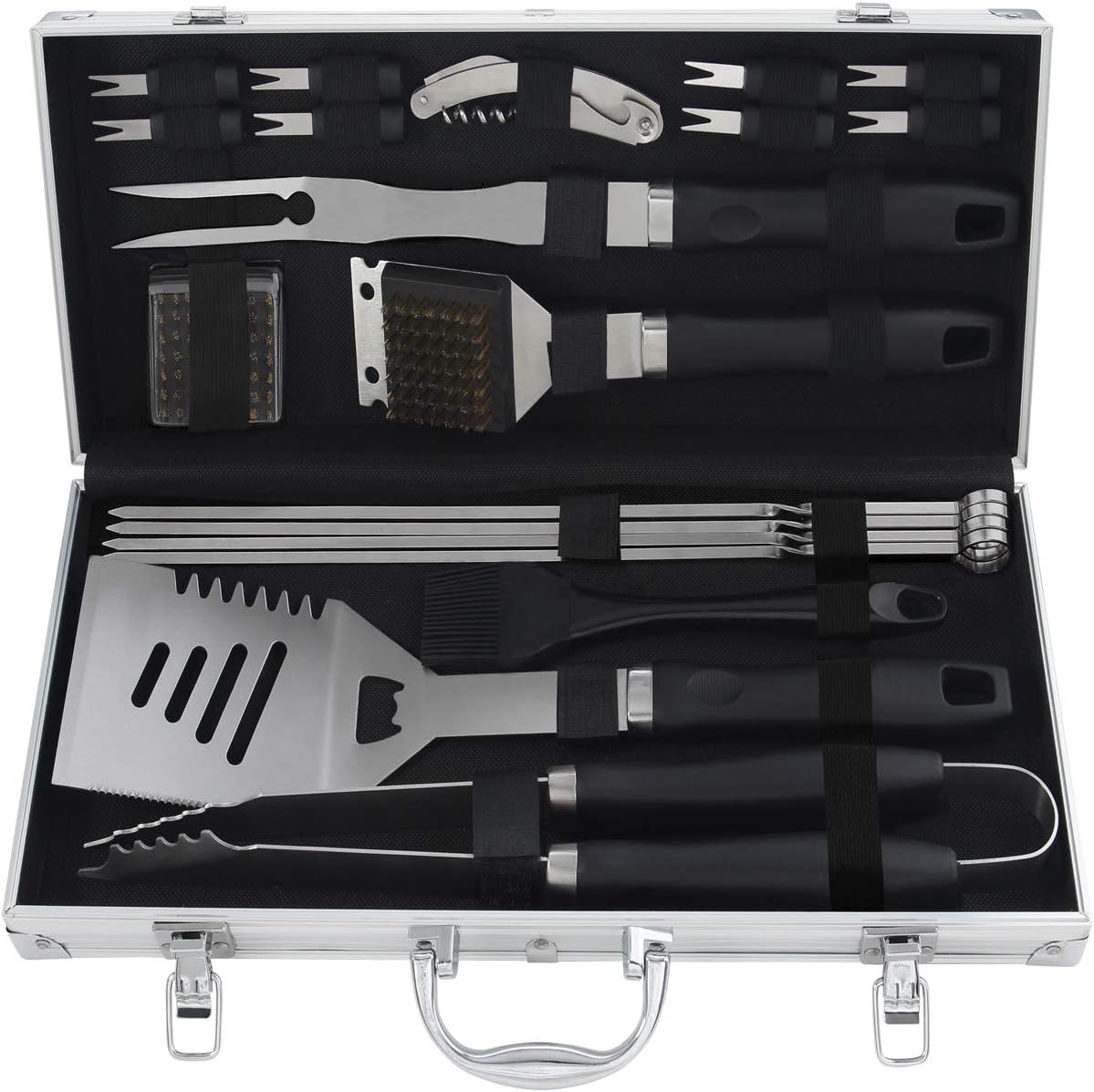 grilljoy 20PCS BBQ Tools Set - Stainless Steel Barbecue Utensil Set ...