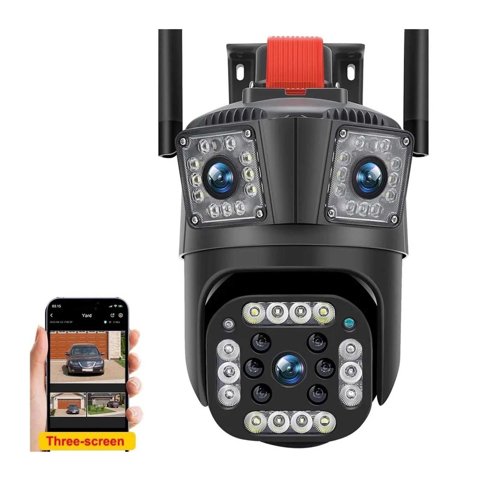 Cámara de seguridad 6K de 12MP con tres lentes y zoom 8X para proteger el hogar