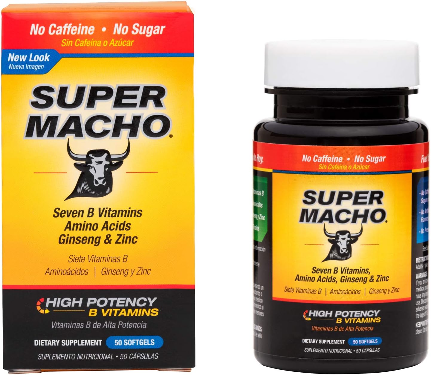 Super Macho Dietary Supplement with High Potency Zinc & 7 B Vitamins, No Preservatives, Sugar or Caffeine, Made in USA, 50 Softgels (3 Pack)