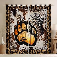 Tende per finestra con orsetto e impronte di animali selvatici, per camera da letto, soggiorno, rustico, cabina, tende oscuranti (30% -50%) natura natura selvatica orso marrone nero trattamenti per f