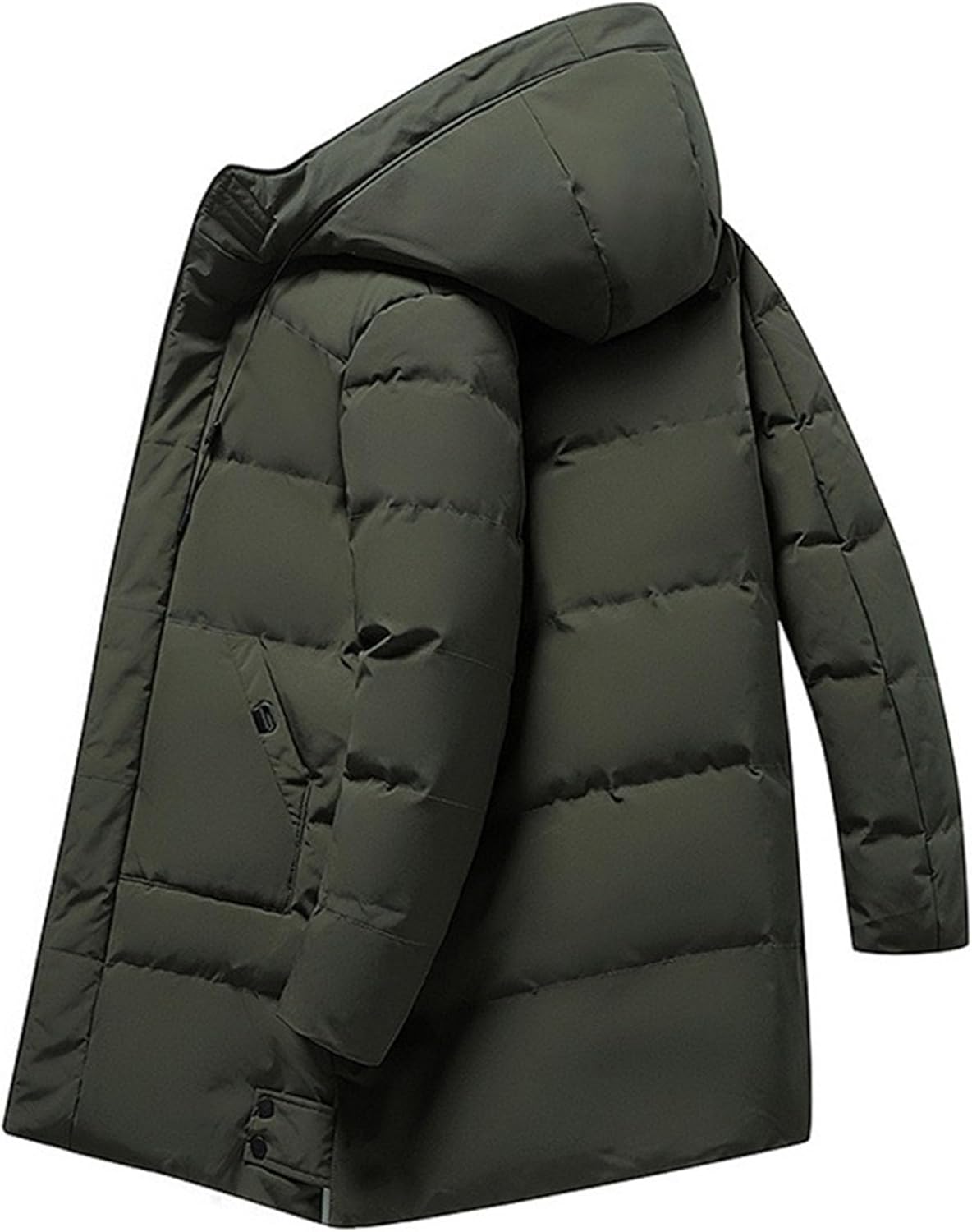 2 Pack Hooded Puffer Jacket for Men Winter Coats Thicken Quilted Padded Jacket Mid Length Thermal Puffy Down Coat