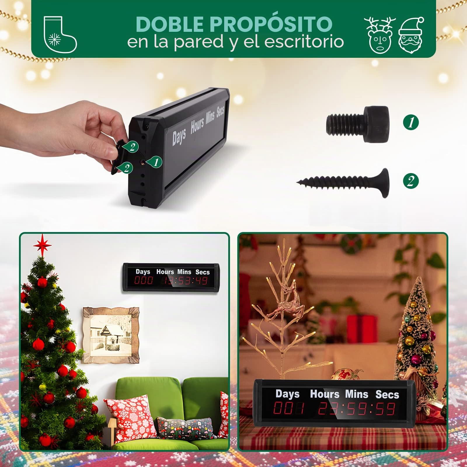 Días Cuenta Regresiva Reloj, 1.0 Anual Hasta 999 Días Con Horas Minutos Segundos Para Boda/Navidad, Control Remoto Led