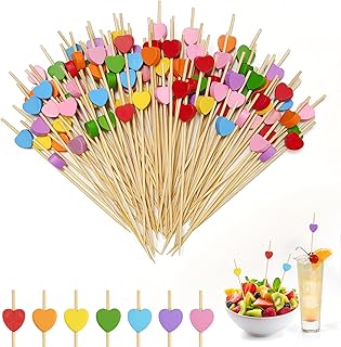 100 Stück Cocktailspieße Holz,Fingerfood Spieße,Cocktail Deko Zubehör,12cm Zahnstocher,Bunt Cocktail Sticks für Geburtstag,Hochzeit,Party(Stile1)