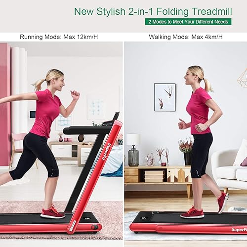 Miniatura 2 de GYMAX Walking Pad, 2.25HP Dual Display Foldable Treadmill for Home with Remote/Smart App Control, Portable Compact Treadmill for Office Under Desk