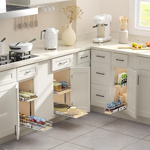 Miniatura 6 de ROOMTEC Organizador de especias extraíble para gabinete (5 pulgadas de ancho x 11 pulgadas de profundidad), organizador de gabinete de cocina y