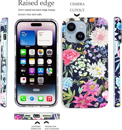 Miniatura 4 de J.west Funda compatible con iPhone 15 de 6.1 pulgadas, diseño de flores de jardín, goma de silicona suave, a prueba de golpes, lindo diseño floral,