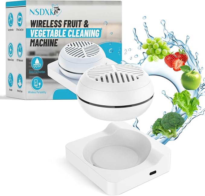 Fruit and Vegetable Washing Machine, Fruit Vegetable Cleaner Device, Portable USB Wireless Veggie Wash with Purification Technology, for Washing Fruits, Vegetables, Rice, Meat