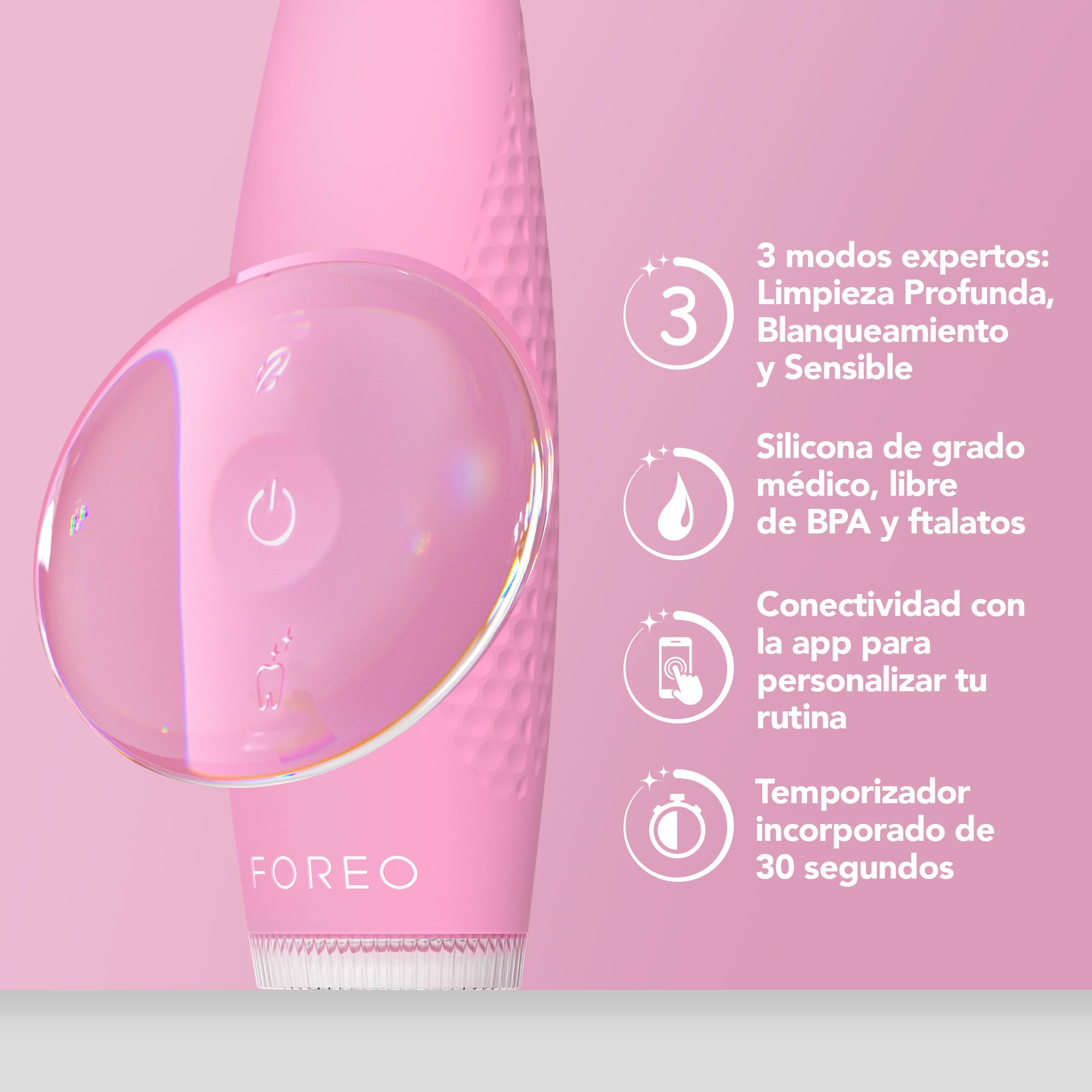 FOREO ISSA 4 Electric Toothbrush – 4-in-1 Rechargeable with Extra Brush Head, Soft Bristles, Long-Lasting Use, Gentle Cleaning - Pearl Pink
